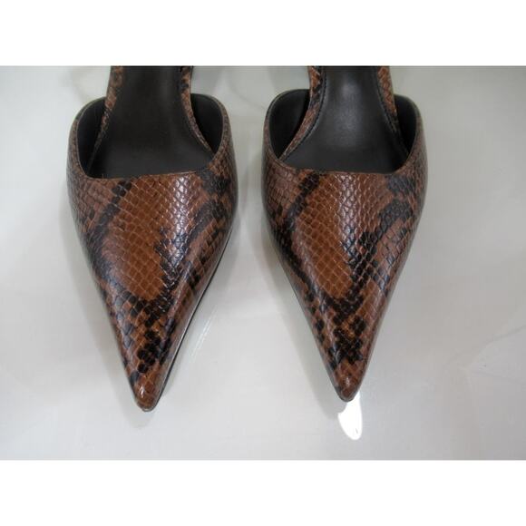 Michael Kors Luna Kitten Sling Back Pump Sandal Luggage Snake Print LeatheSize 7 - Picture 4 of 9